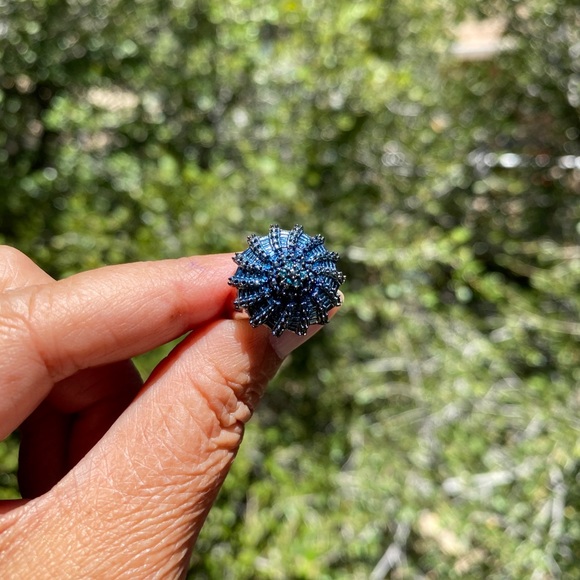 Blue Diamond Sunburst Ring - Picture 7 of 9